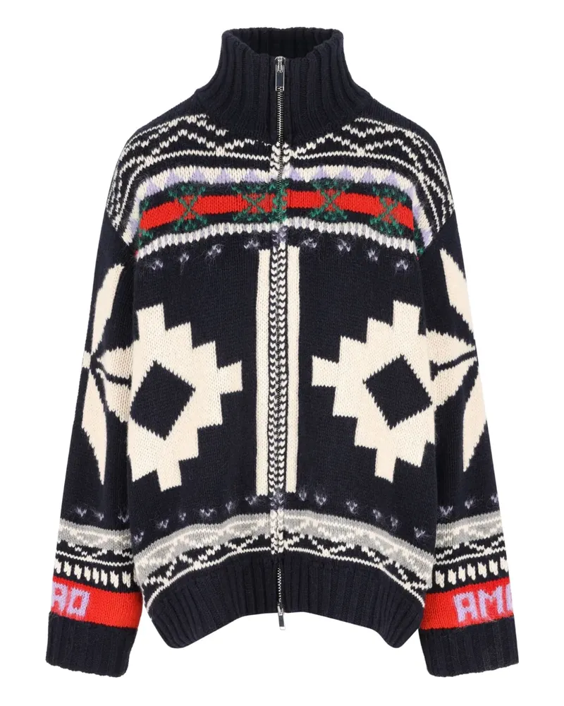 Giada Benincasa Reißverschluss-Cardigan mit Fairislemuster - Blau Blau