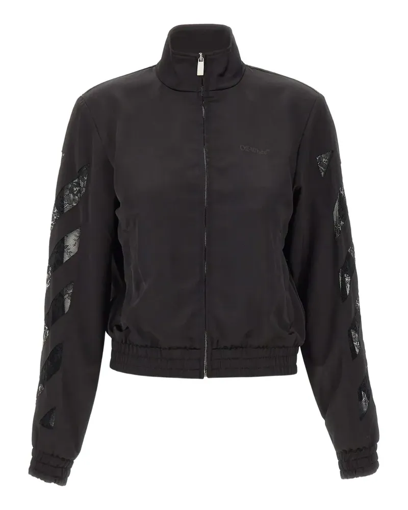 OFF-WHITE Diagonals lace satin track jacket - Schwarz Schwarz