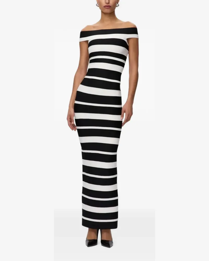 Hervé Léger Gestreiftes Kiva Maxikleid - Schwarz Schwarz