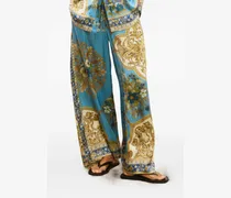 Cassie Hose mit Blumen-Barockmuster - Blau