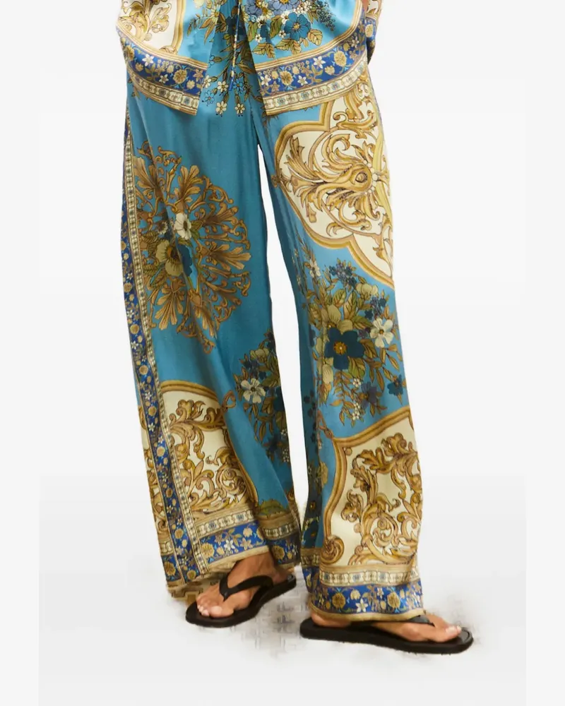 ALEMAIS Cassie Hose mit Blumen-Barockmuster - Blau Blau