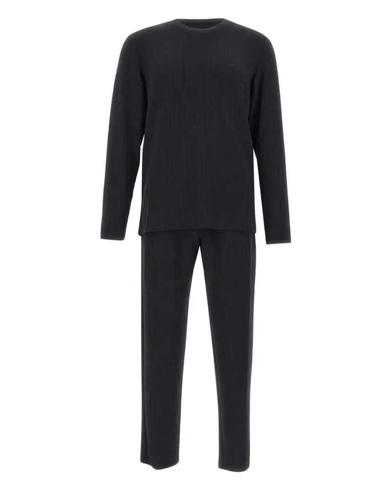 Emporio Armani striped logo pyjama set - Schwarz Schwarz