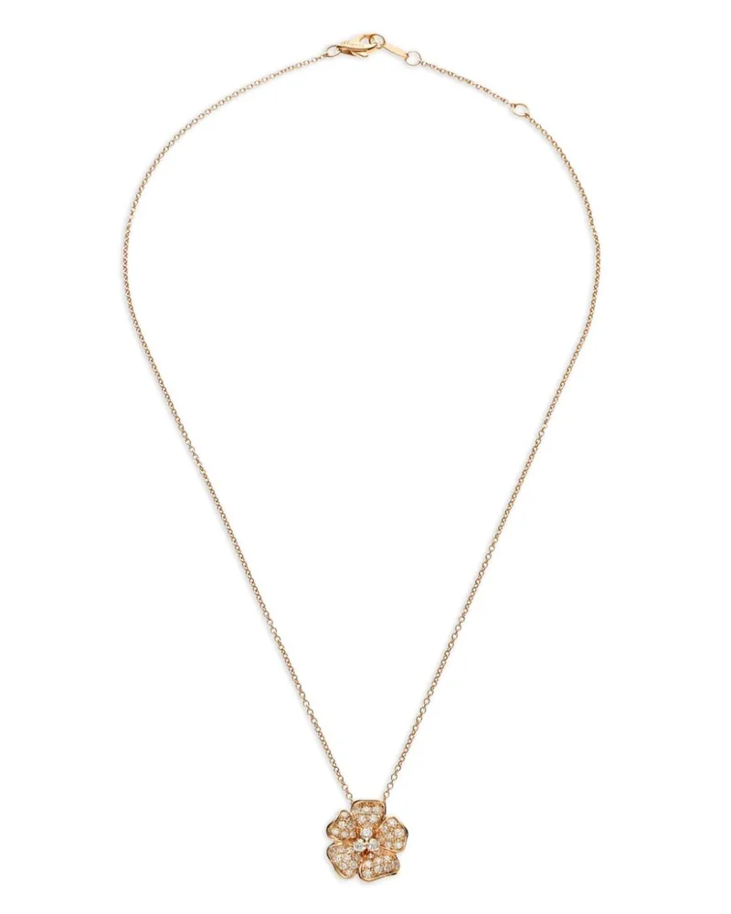 LEO PIZZO 18kt Flora Goldhalskette mit Diamanten - Rosa Rosa