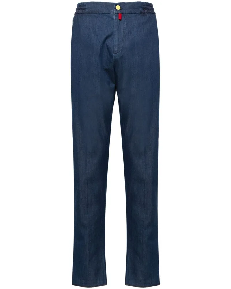 Kiton Schmale Hose mit elastischem Bund - Blau Blau