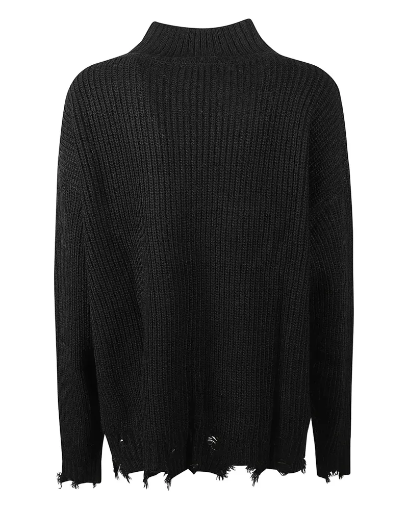 HINNOMINATE mock-neck frayed-hem sweater - Schwarz Schwarz