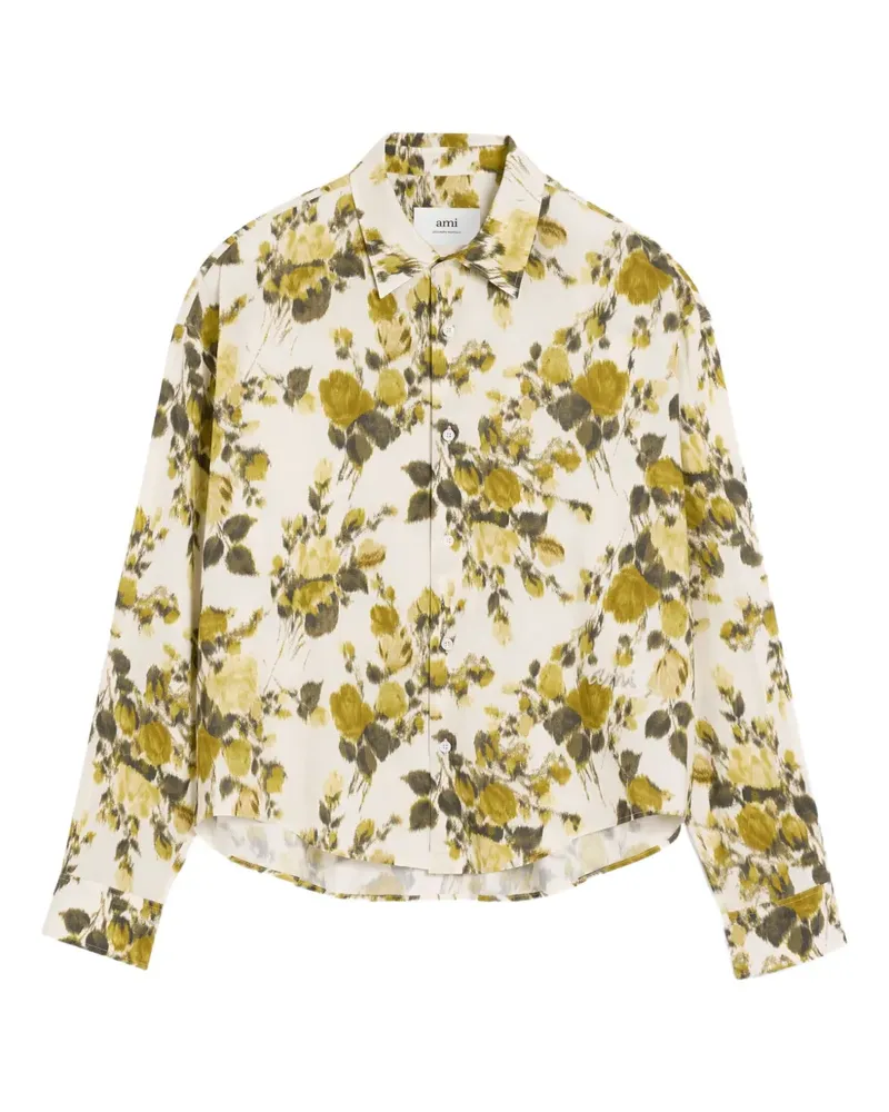 AMI Paris Kastiges Hemd mit Blumen-Print - Nude Nude