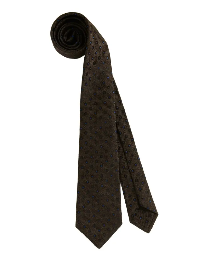Kiton Seidenkrawatte mit Polka Dots - Braun Braun
