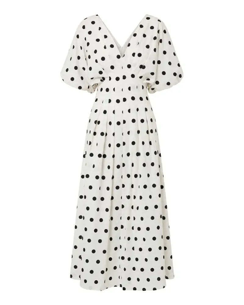 NICHOLAS Gepunktetes Minikleid mit V-Ausschnitt - Weiß Weiß