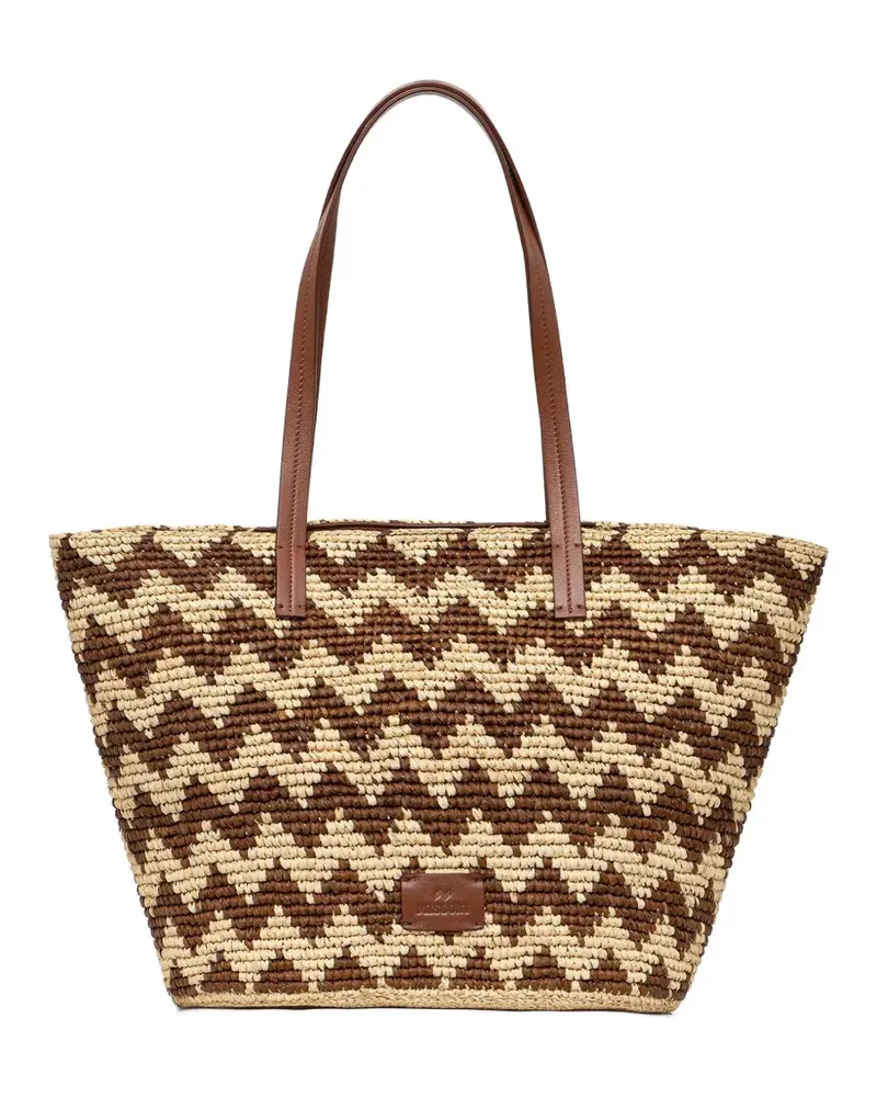 Missoni Tote Bag aus Raffiabast mit Zickzackmuster - Nude Nude