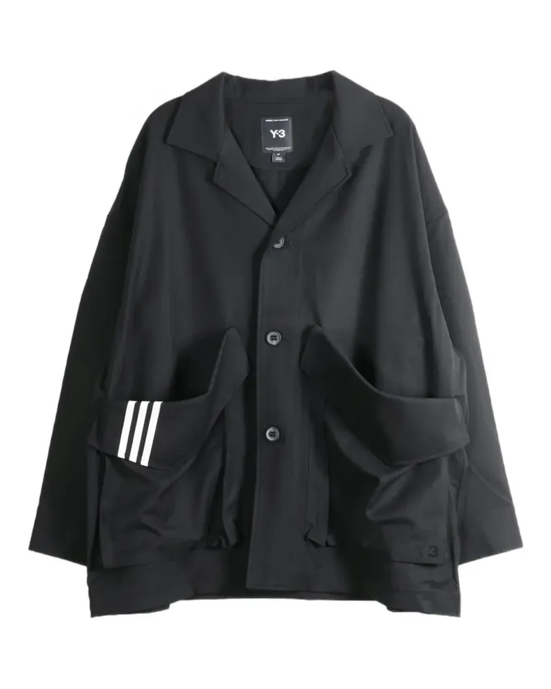 Y-3 Chore Oversized-Mantel mit Logo-Patch - Schwarz Schwarz