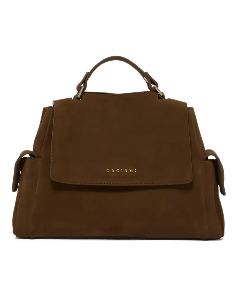 Orciani suede flap-top tote bag - Braun Braun