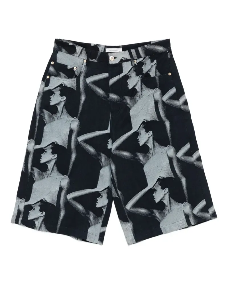 Wales Bonner graphic-print denim shorts - Blau Blau