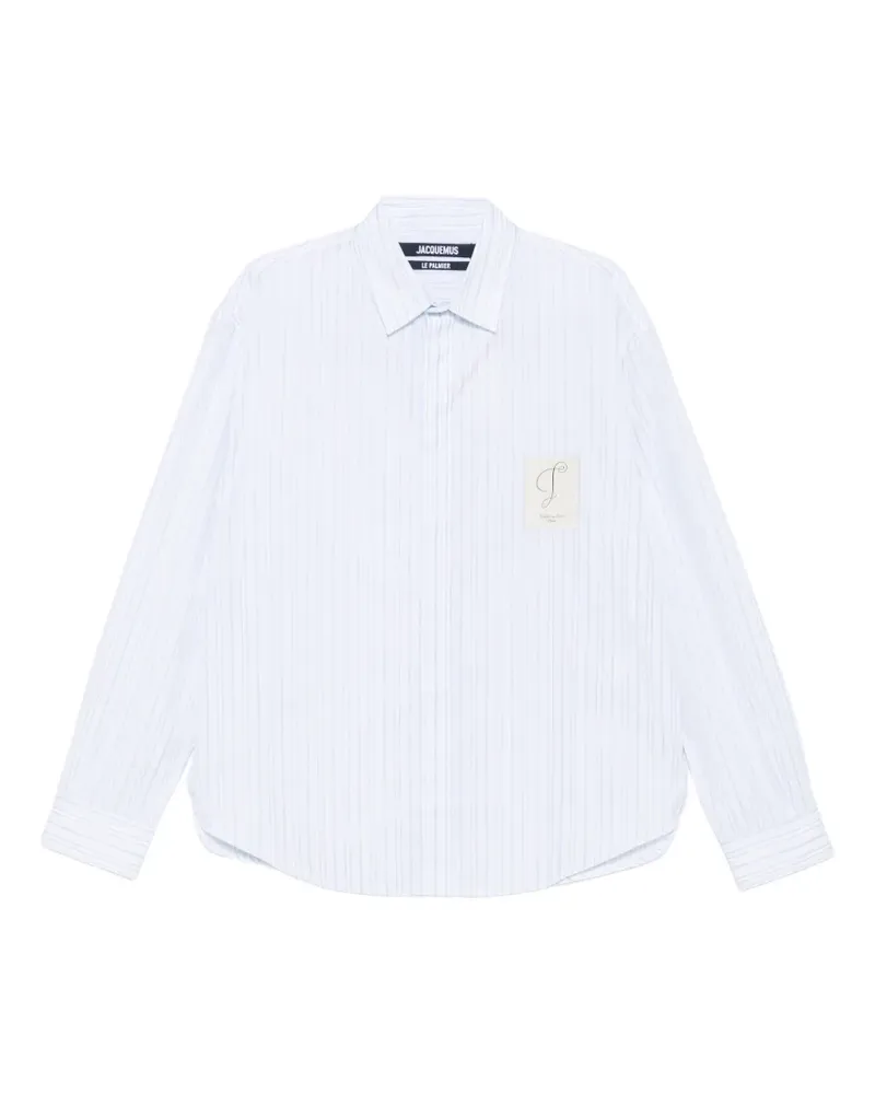 Jacquemus Gestreiftes Hemd mit Logo-Patch - Weiß Weiß