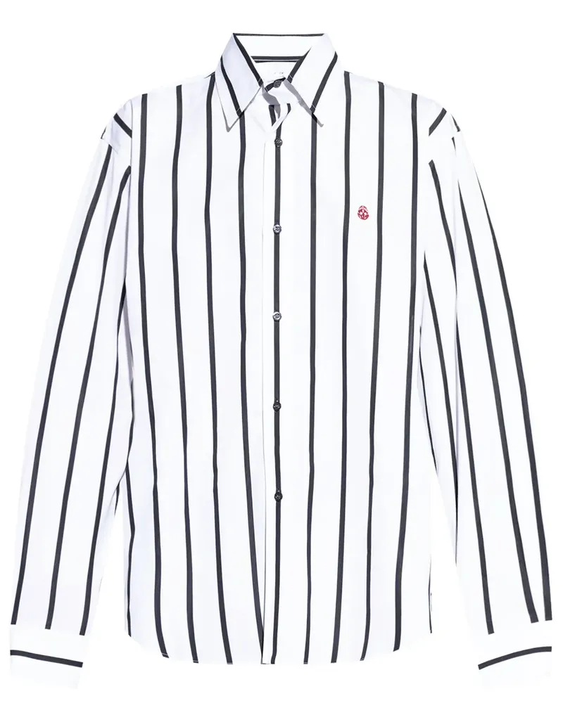 Alexander McQueen Gestreiftes Skull Hemd - Weiß Weiß
