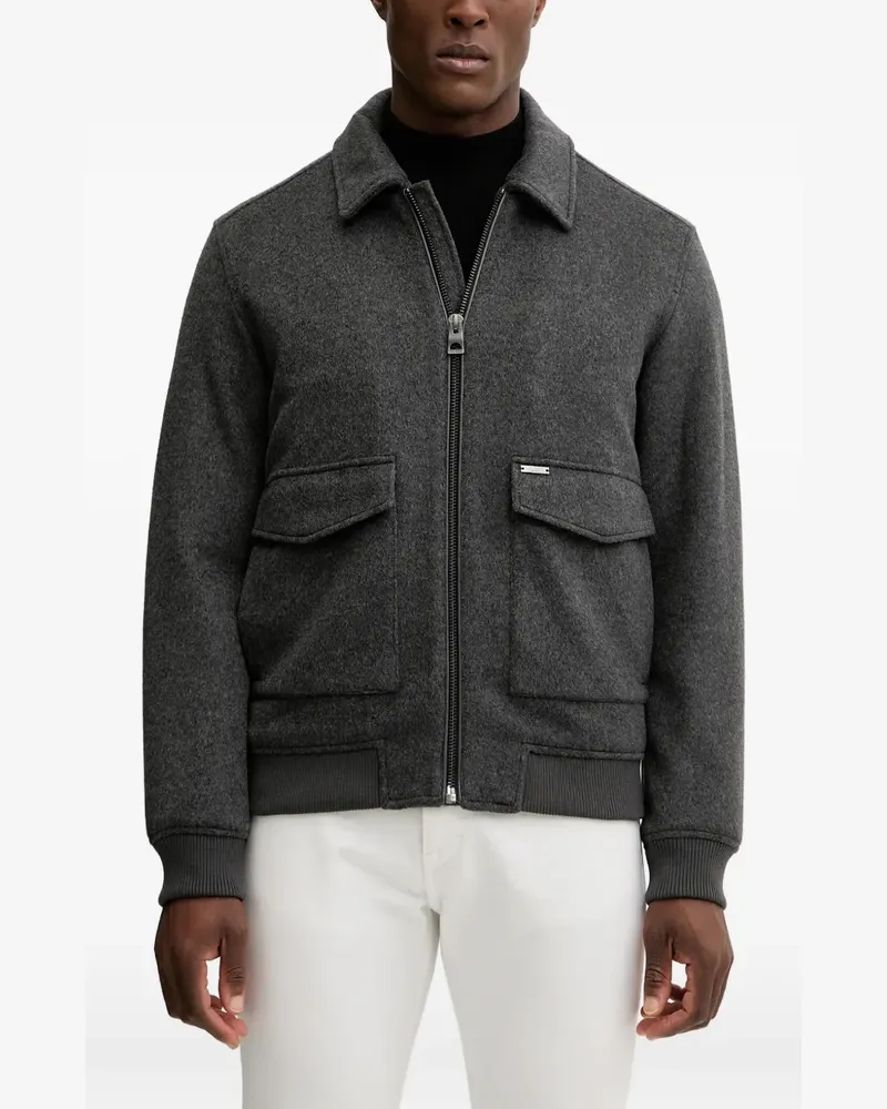 Guess Melton zip-fastening shirt jacket - Grau Grau