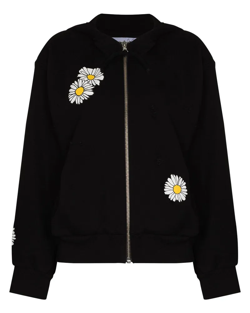 Natasha Zinko Hoodie mit Margeriten-Print - Schwarz Schwarz