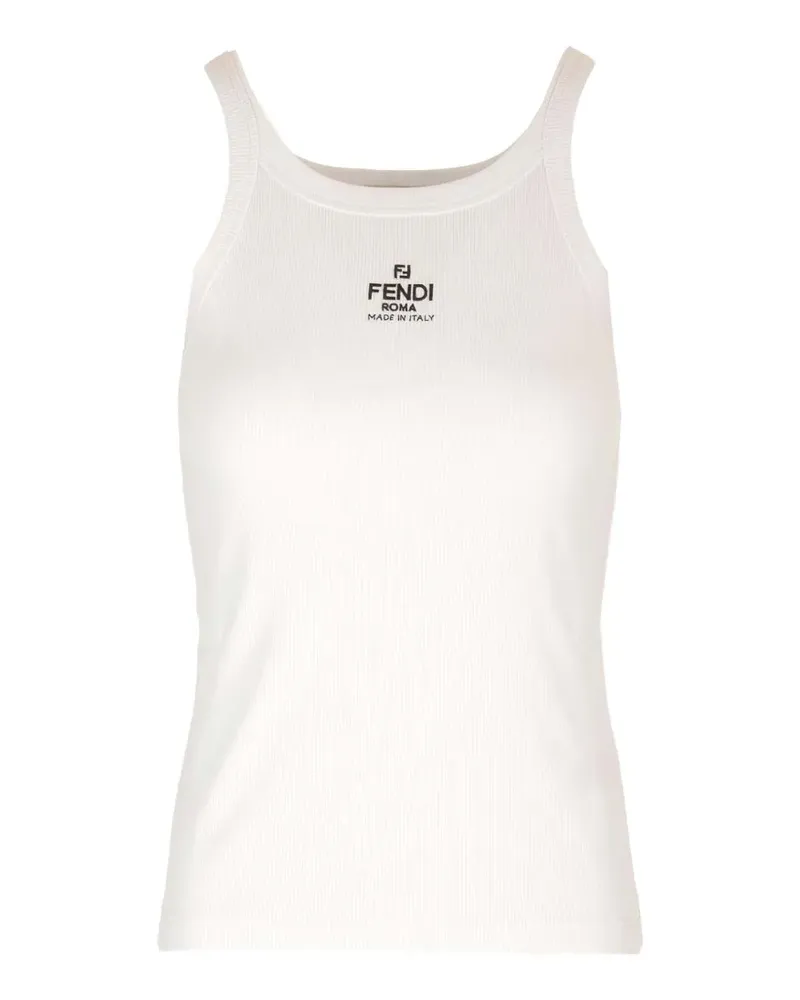 Fendi logo-embroidered ribbed top - Weiß Weiß