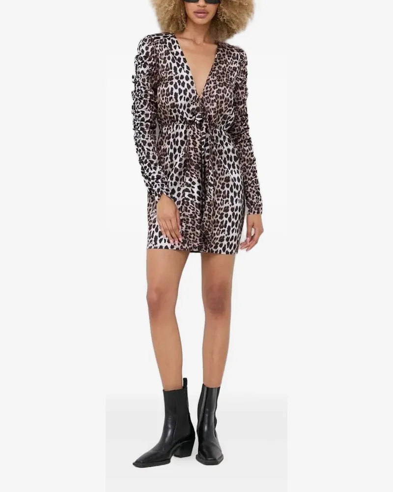 Notes du Nord Minikleid mit Leoparden-Print - Rot Rot