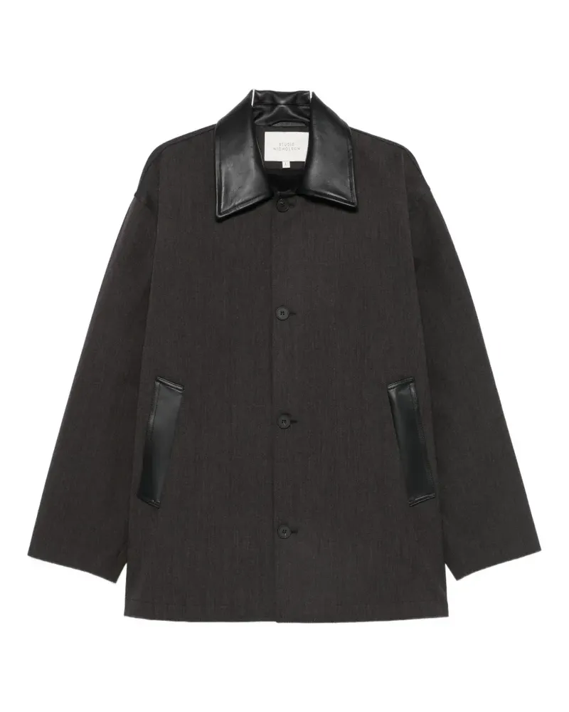 Studio Nicholson Meter leather-collar jacket - Braun Braun