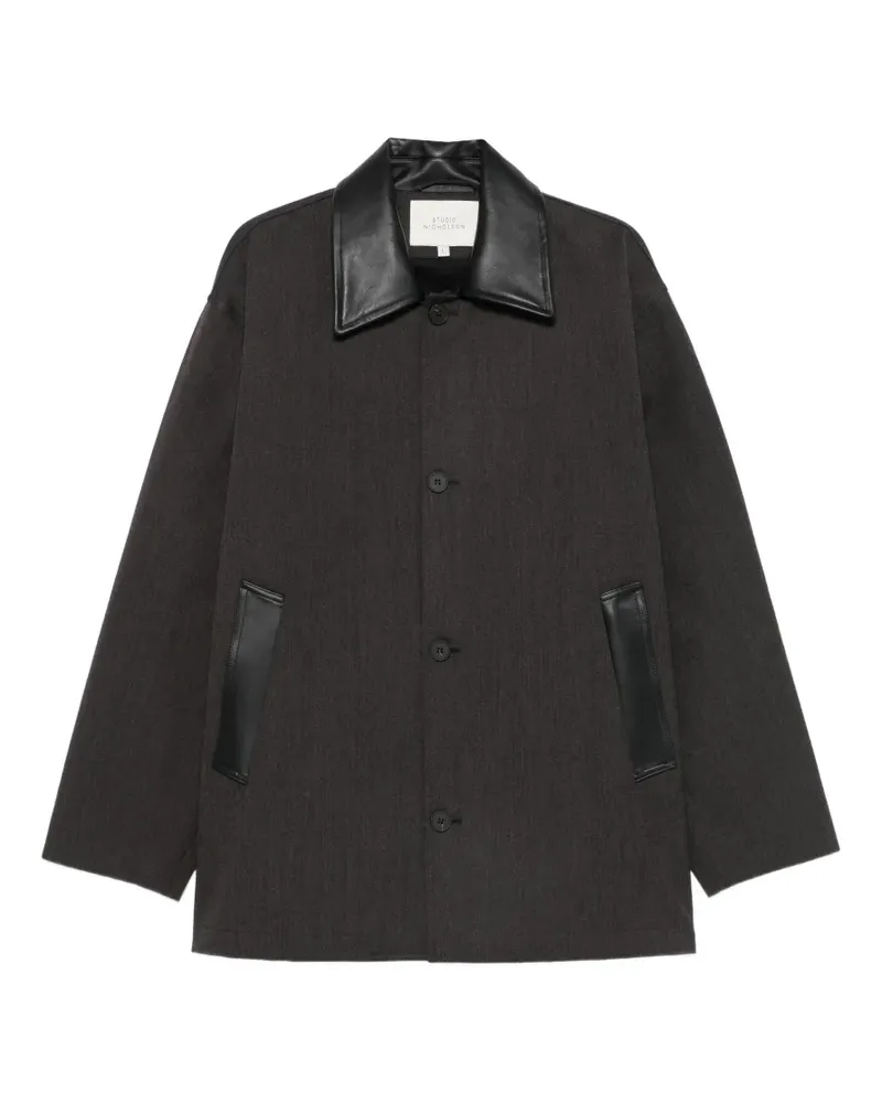 Studio Nicholson Meter Jacke mit Lederkragen - Braun Braun