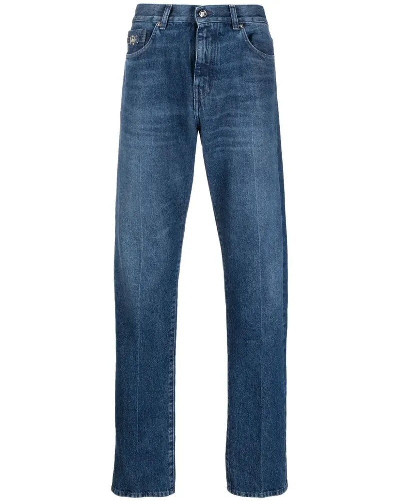 Versace Halbhohe Straight-Leg-Jeans Blau