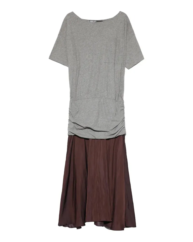 BIMBA Y LOLA Meliertes Kleid aus zwei Materialien mit ausgestelltem Saum - Grau Grau