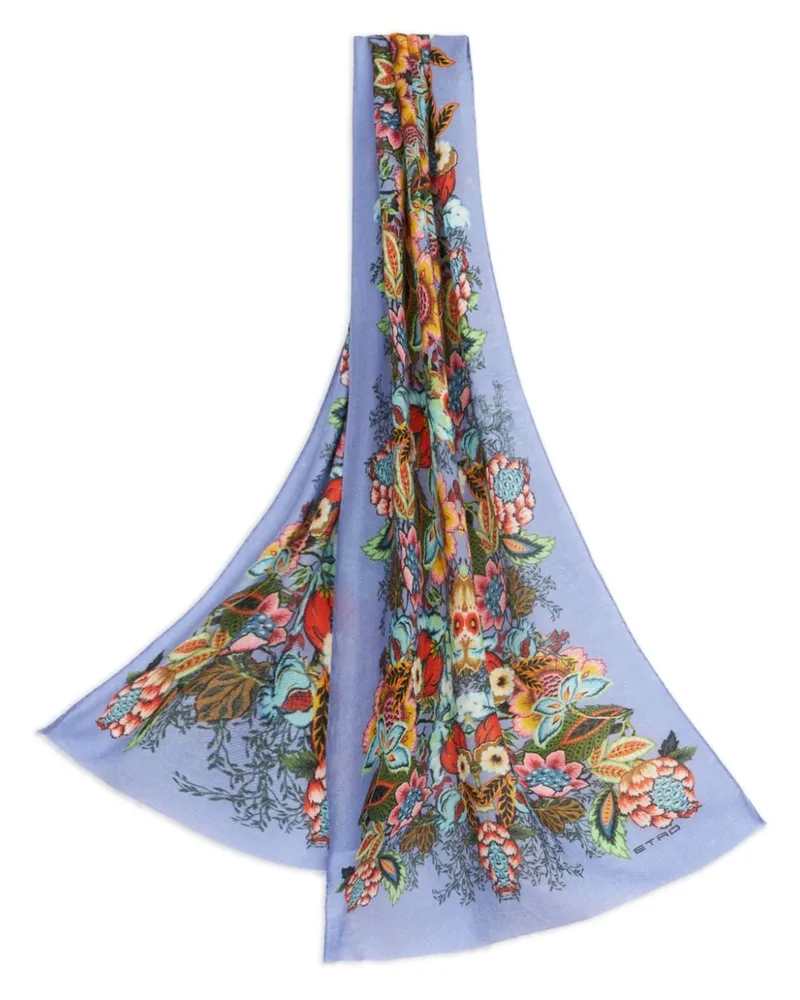 Etro Schal mit Bouquet-Print Violett