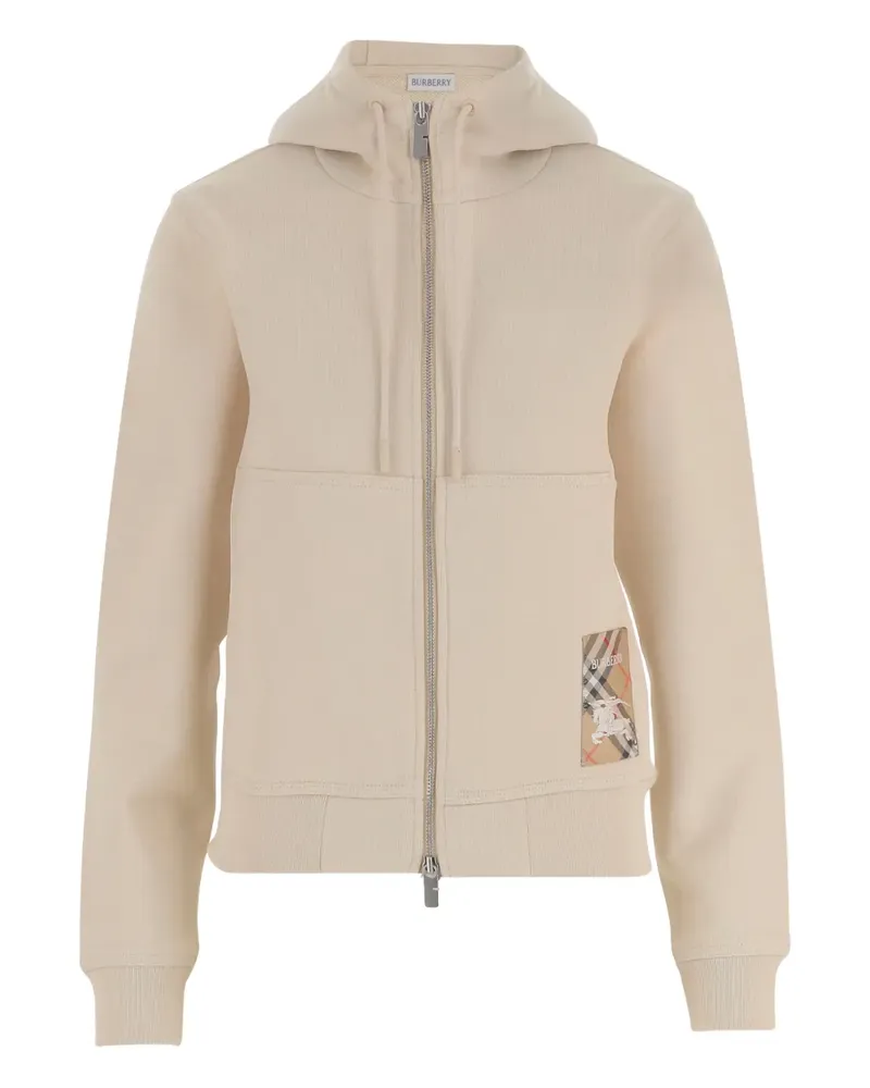 Burberry Check Label zip-up hoodie - Nude Nude