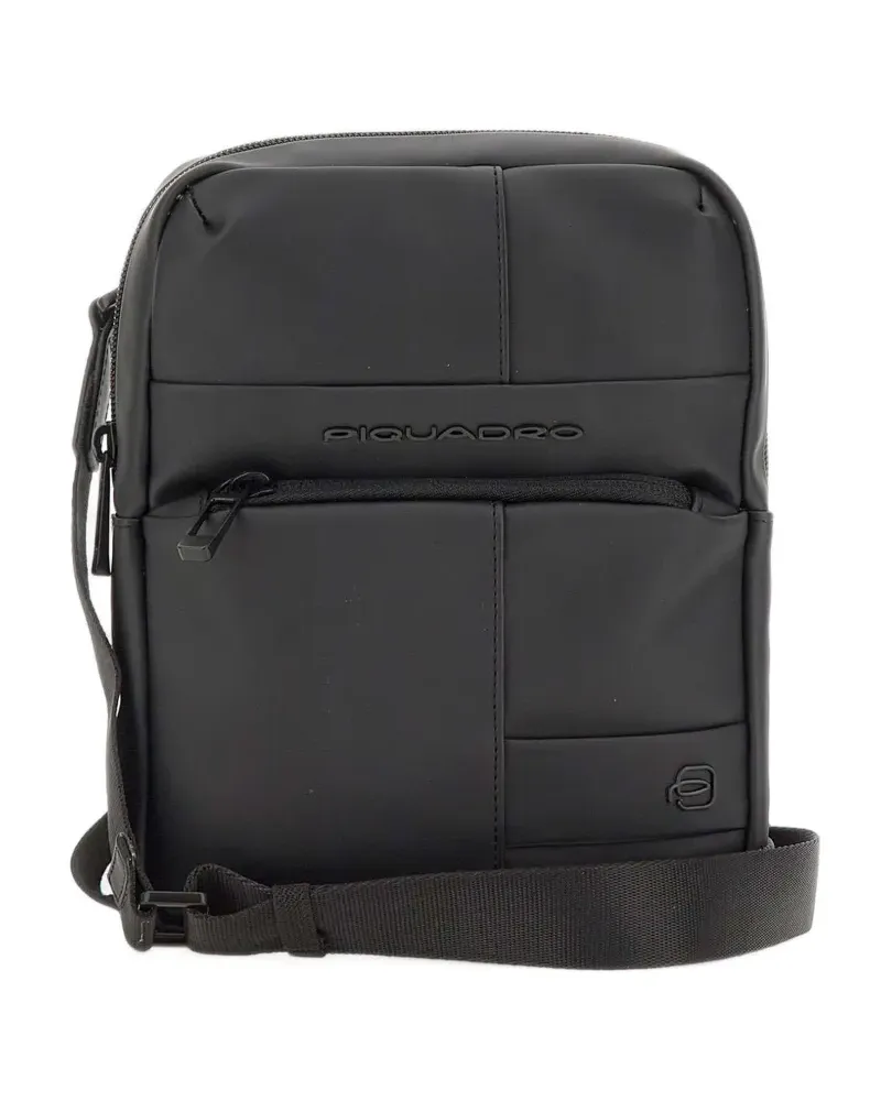 Piquadro logo-print messenger bag - Schwarz Schwarz
