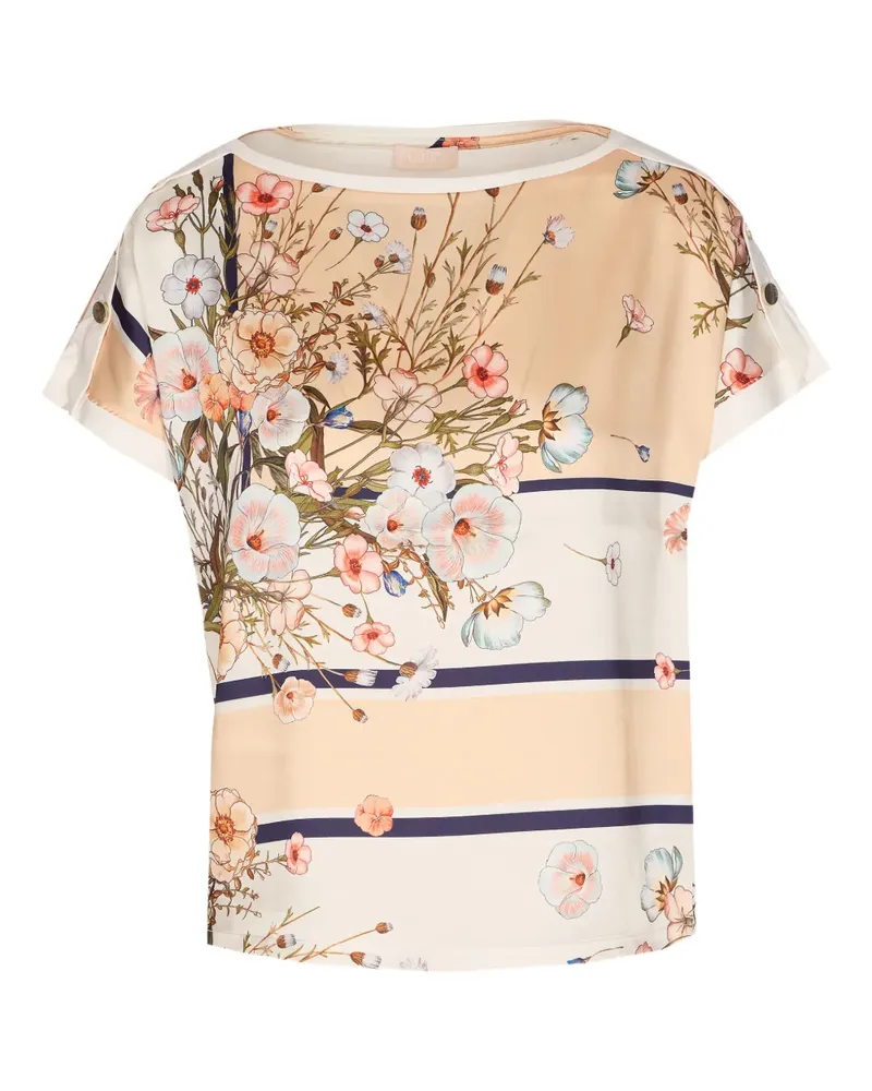 Liu Jo shoulder-buttons floral-print T-shirt - Weiß Weiß