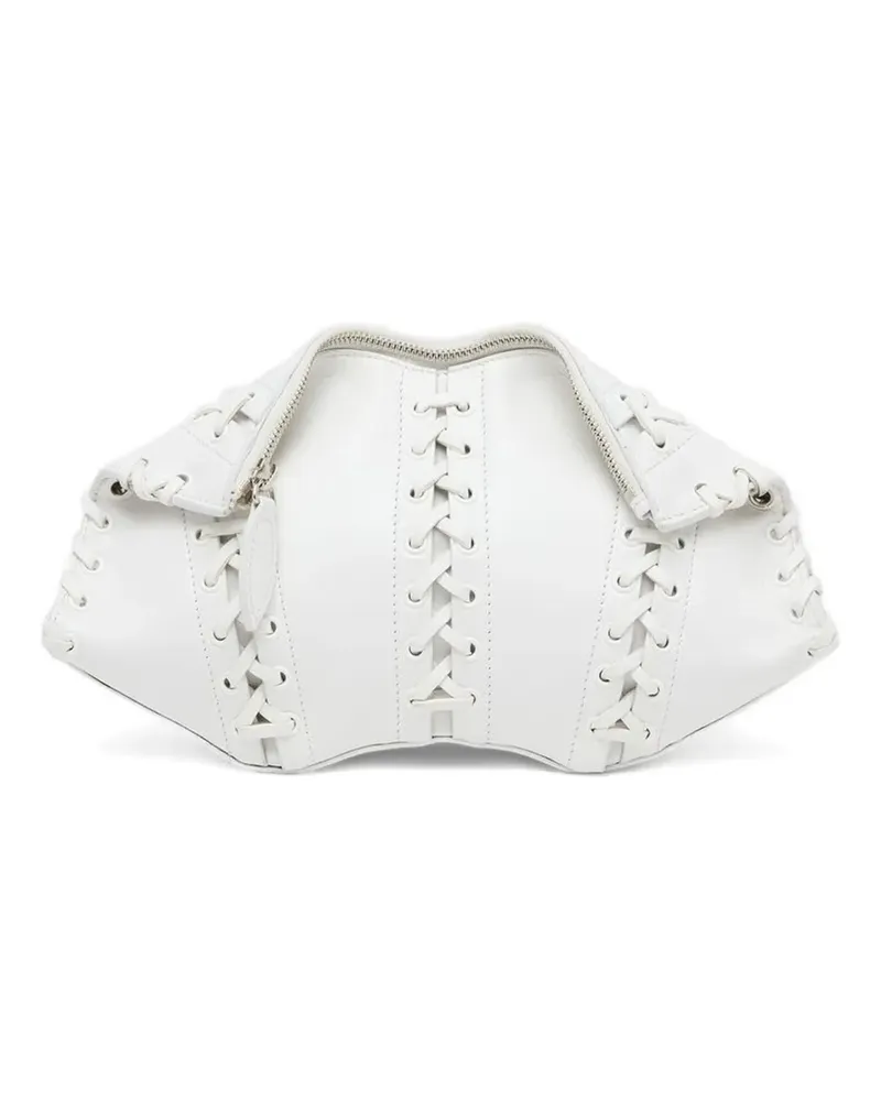 Alexander McQueen Manta Clutch mit Schnürung - Weiß Weiß