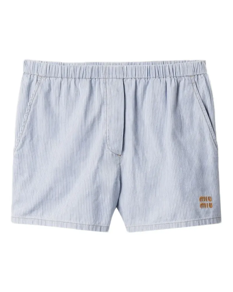 Miu Miu Gestreifte Chambray-Shorts - Blau Blau