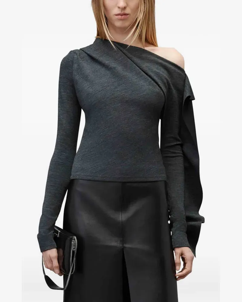 Alexander Wang off-shoulder ruffled sweater - Grau Grau