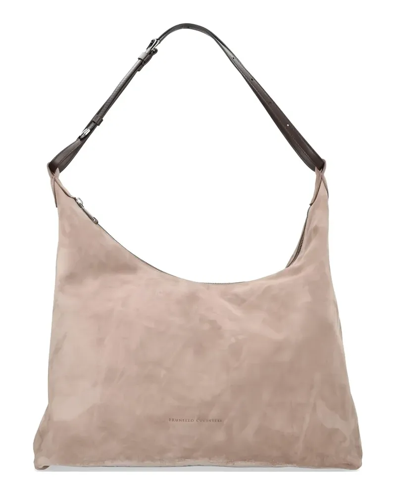 Brunello Cucinelli zip leather shoulder bag - Nude Nude