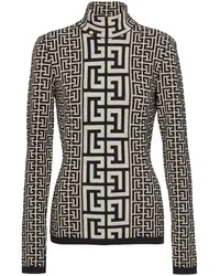 Balmain Intarsien-Pullover mit Rollkragen Schwarz