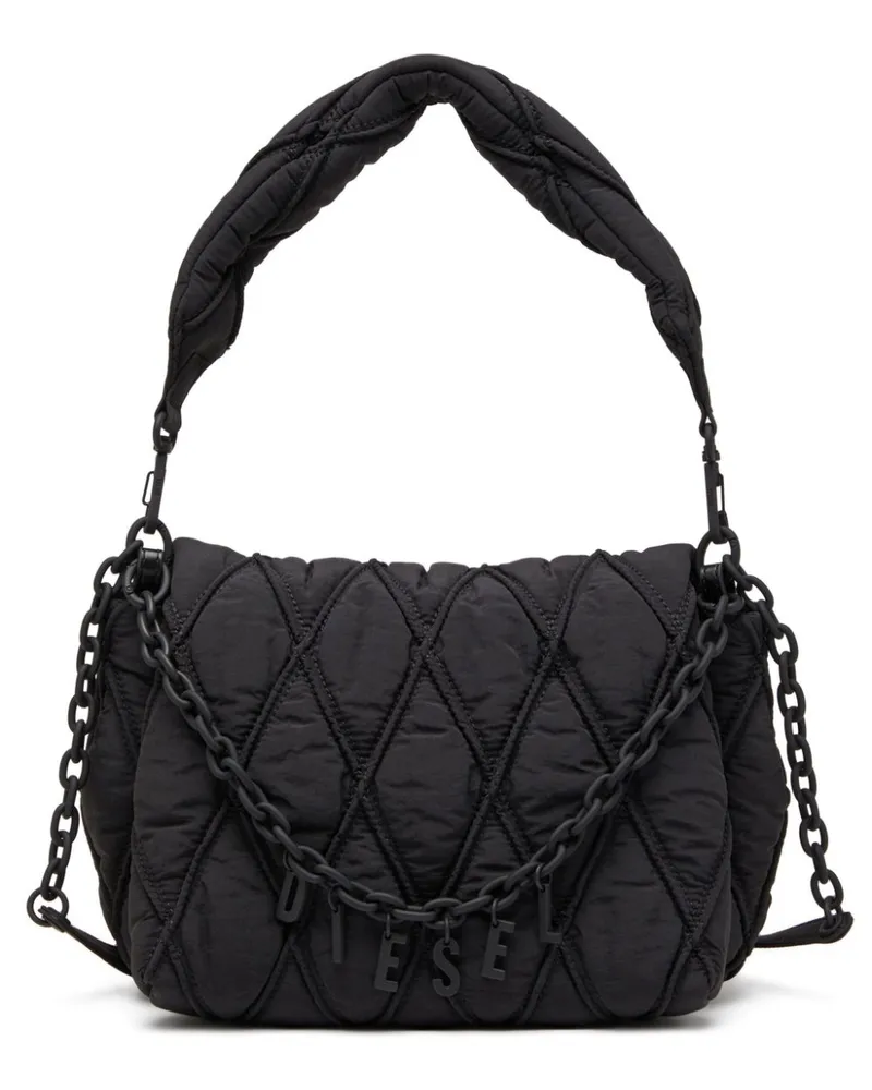 Diesel Mittelgroße Charm-D Schultertasche - Schwarz Schwarz