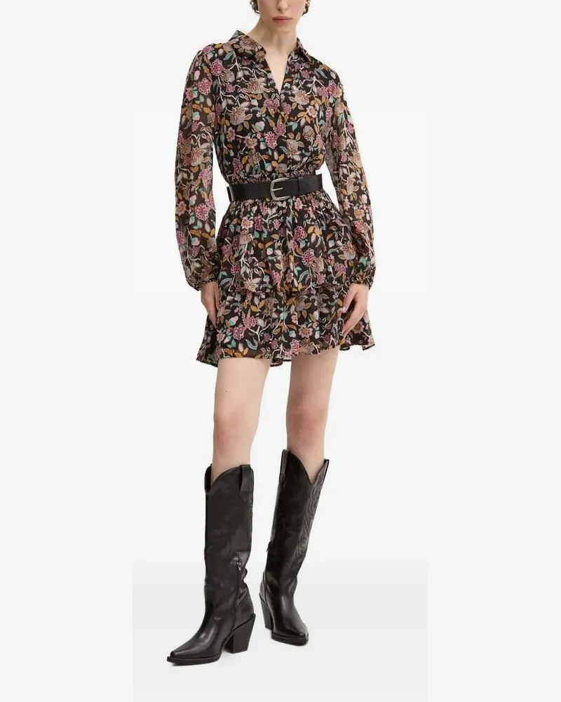 Desigual Gesmoktes Kleid mit Blumen-Print - Braun Braun