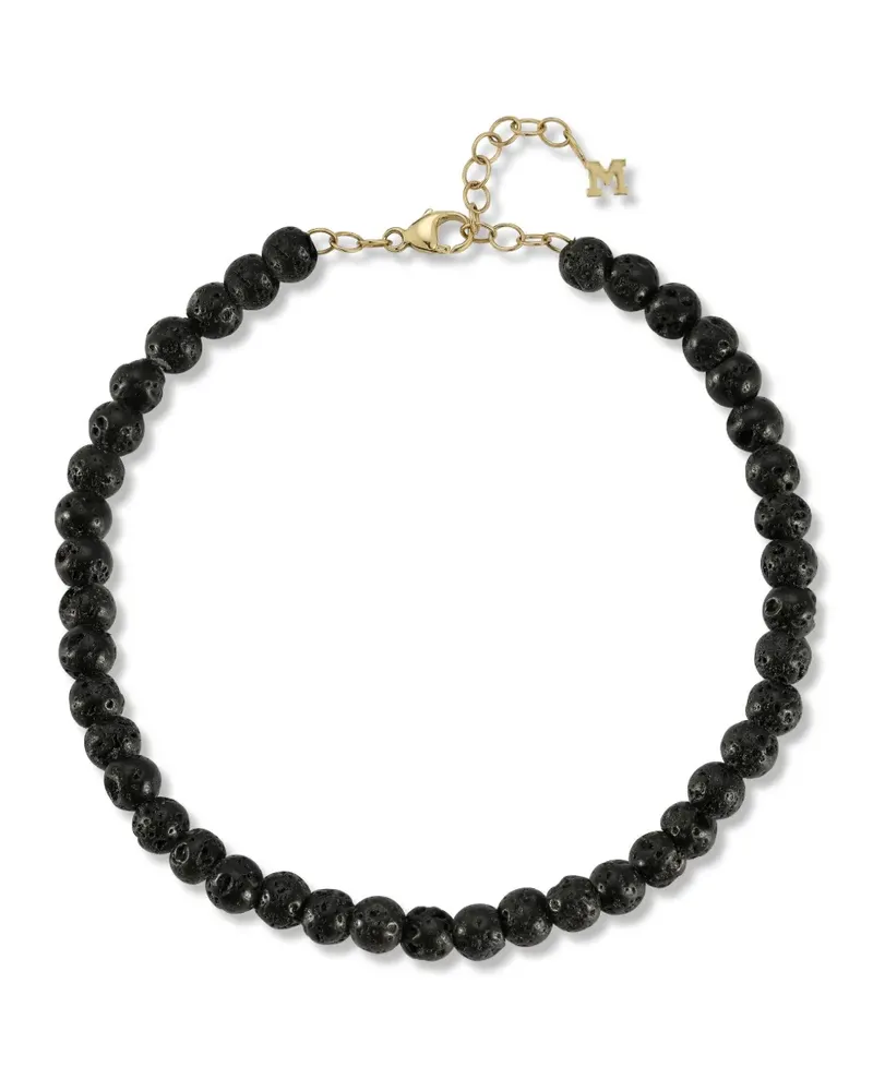 MATEO 14kt Lava Rock Gelbgoldarmband - Schwarz Schwarz