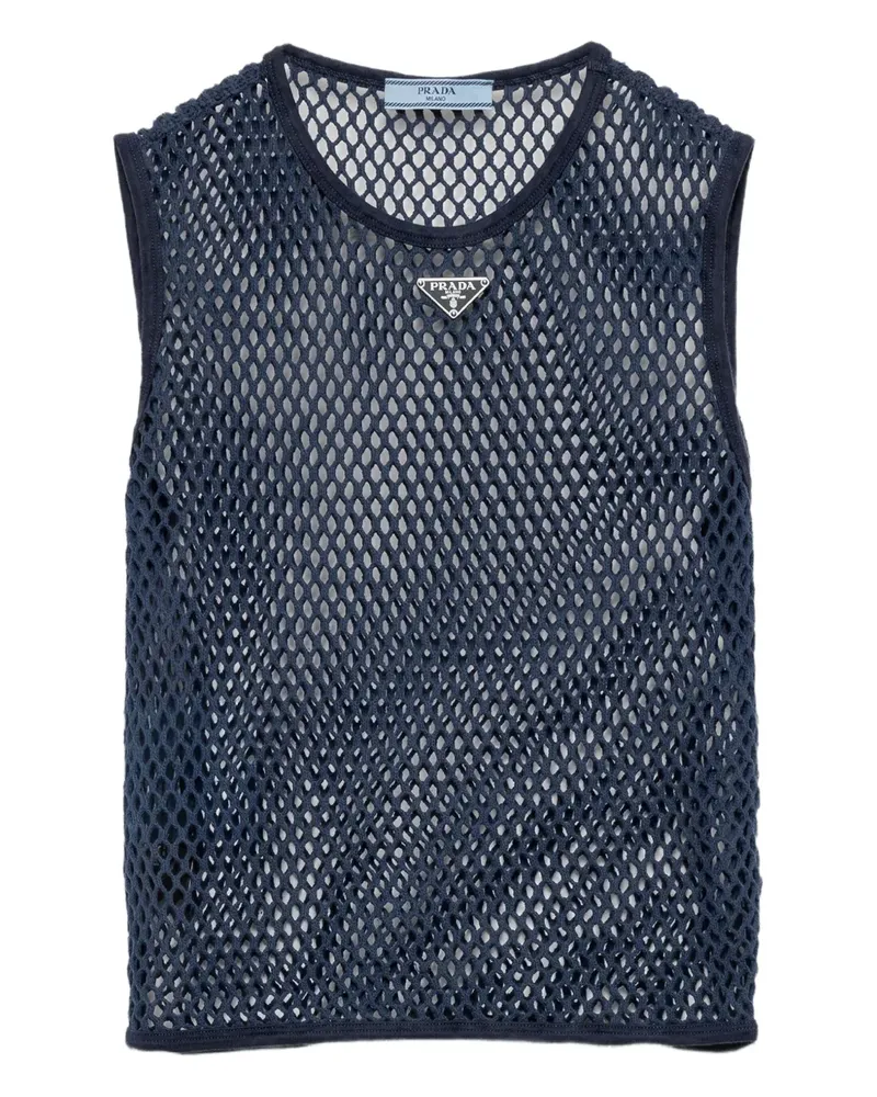 Prada Top in Netzoptik - Blau Blau