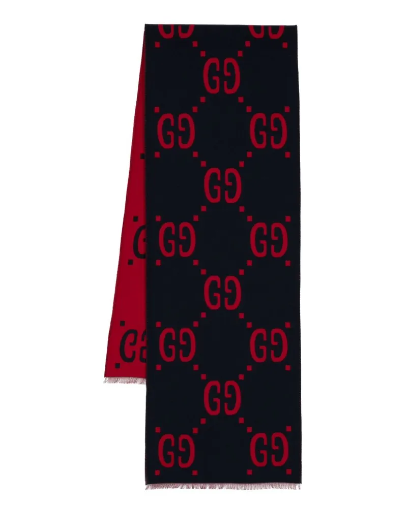 Gucci Jacquard-Schal mit Fransen - Blau Blau