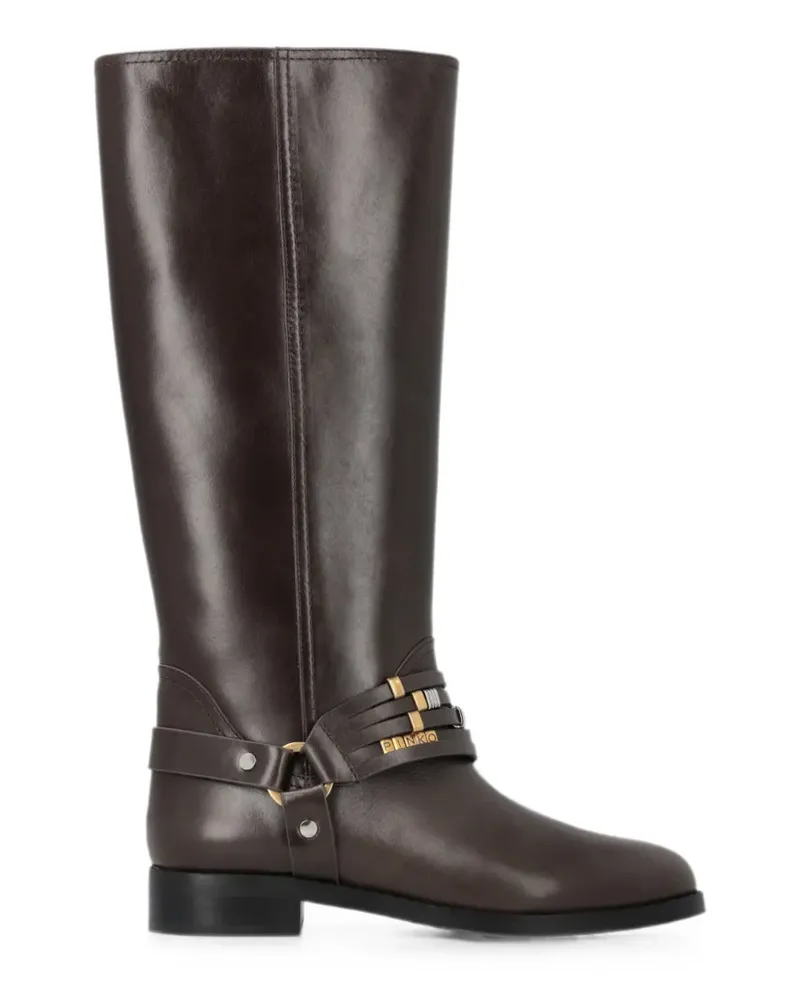 Pinko Stiefel mit Logo-Schild - Braun Braun