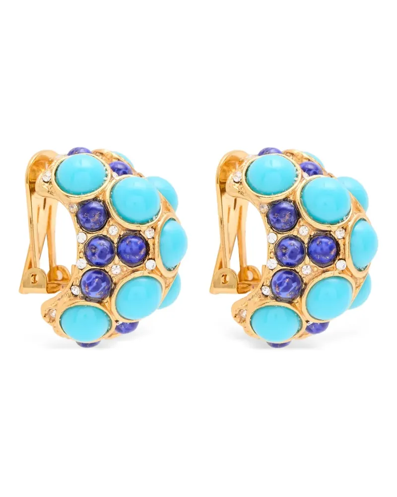 Kenneth Jay Lane stone embellished clip earrings - Gold Gold