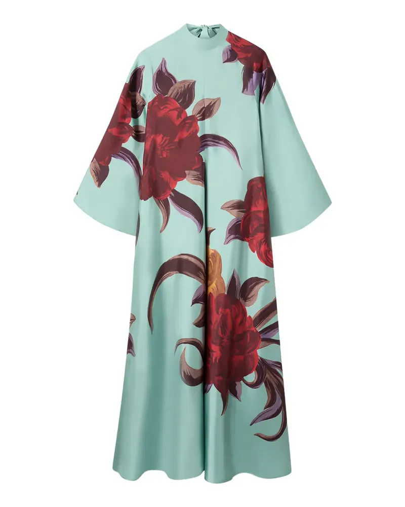 La DoubleJ floral print tie-neck midi dress - Blau Blau