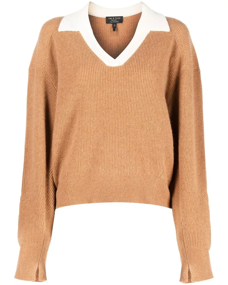 Rag & Bone Kaschmirpullover mit Kragen - Braun Braun
