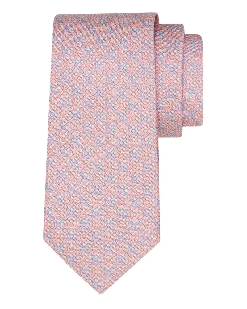Ferragamo Geometrisch gemusterte Seidenkrawatte - Rosa Rosa