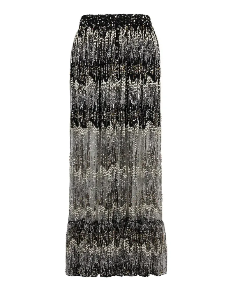 Paco Rabanne sequin-embellished faux-pearl long skirt - Schwarz Schwarz