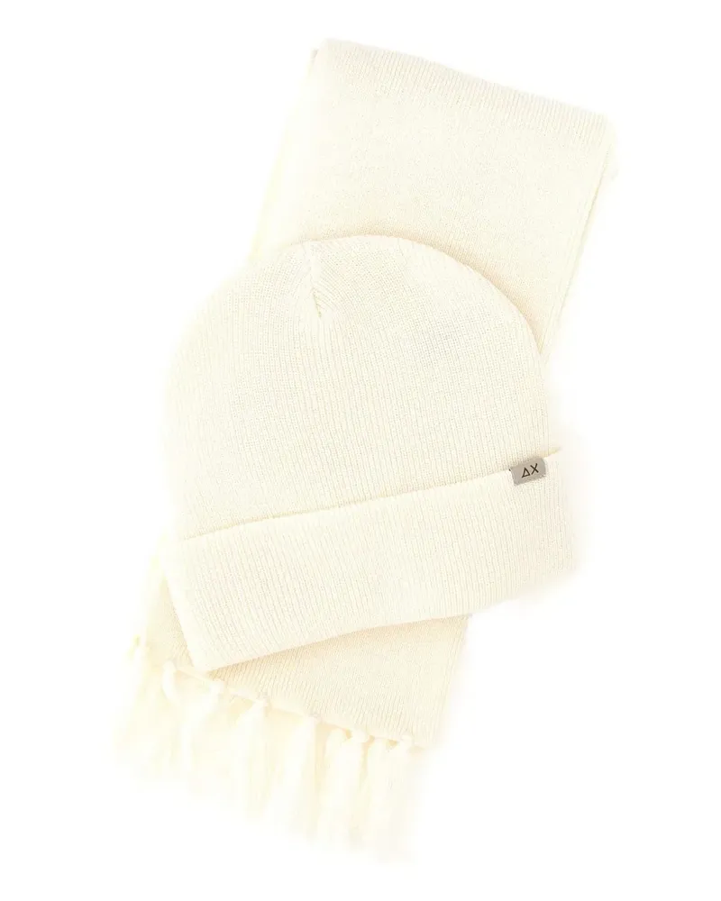 Sun68 ribbed scarf beanie set - Weiß Weiß
