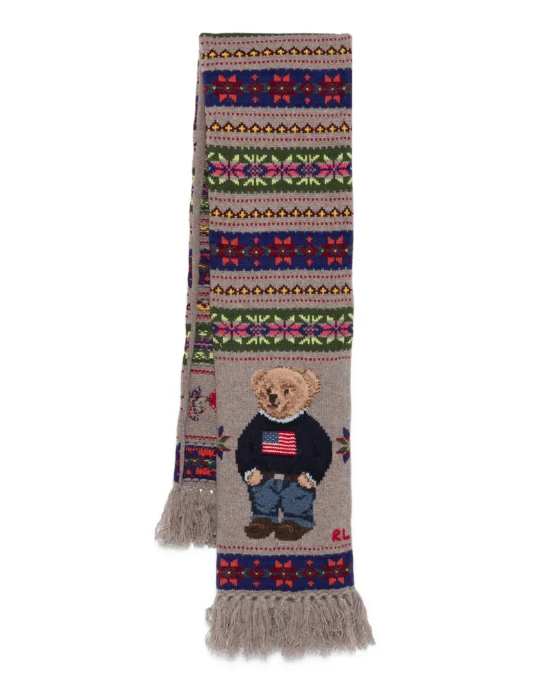 Ralph Lauren Fair-Isle-Schal mit Bärendetail - Grau Grau