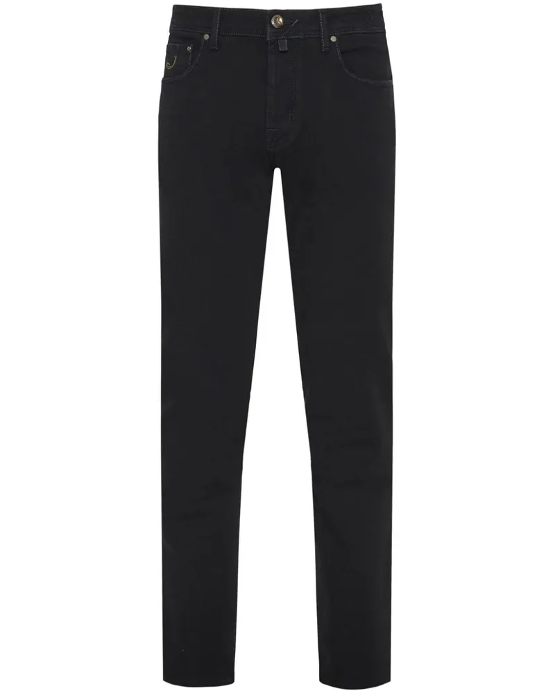 Jacob Cohën Halbhohe Slim-Fit-Jeans - Schwarz Schwarz