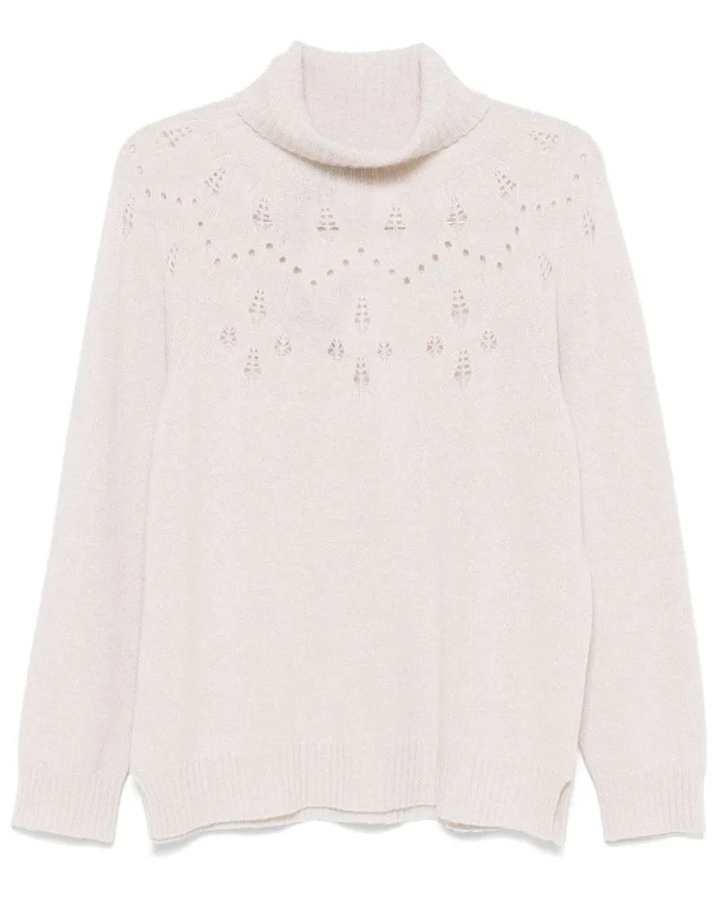 Twin-Set Lurex-Pullover mit Rollkragen - Weiß Weiß